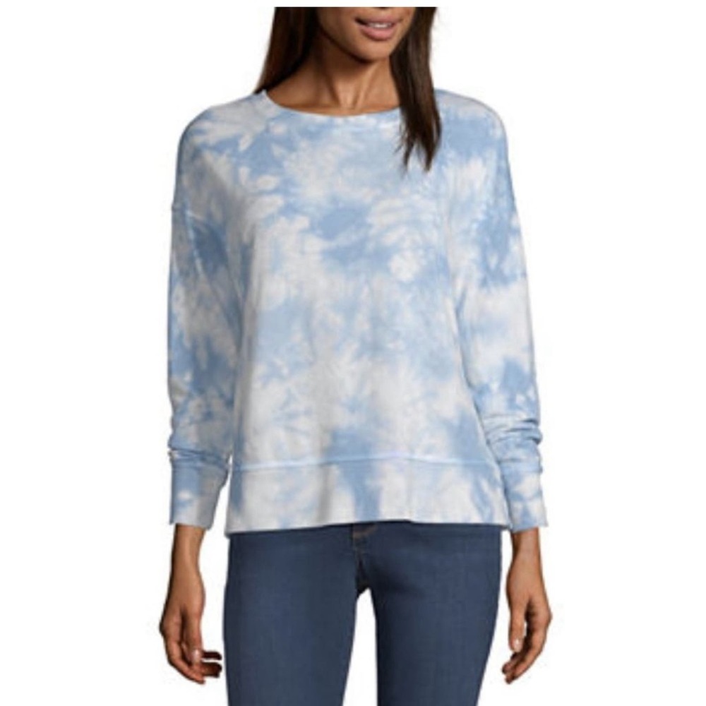 a.n.a Women’s Blue & White Tie-Dye Pullover Sweater Sz XXL - Picture 1 of 5
